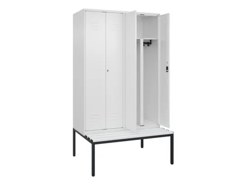 PBM-locker met bank,HxBxD 2120x1200x815mm,4vak,vak B 300mm,cil.-slot