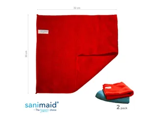 Sanimaid Microvezeldoeken Antibacterieel Set Blauw en Rood - 2