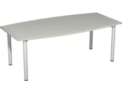 vergadertafel HxBxD 72x200x80cm vatvormig Lichtgrijs 4voeten Alu