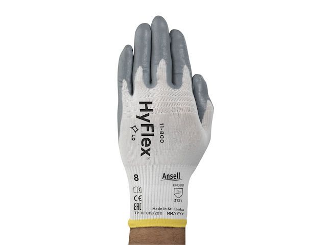 Handschoen Hyflex 11-800 Wit Grijs Nitril Maat 11 | WerkhandschoenOnline.be