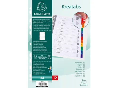 Intercal. Perso.Krea tabs carte bl A4 12P