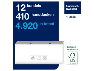 Tork 100585 PeakServe Continu Handdoek Universal H5 1-laags 12x410 vel - 2