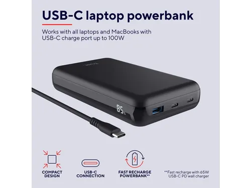 Powerbank Trust Laro laptop 100W