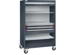 Mobiele roldeurkast,HxBxD 1813x1205x691mm,3xStalen bodem,3lade(n)