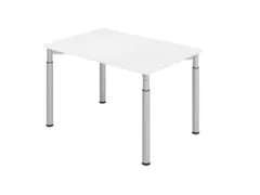 bureau,HxBxD 680-820x1200x800mm,blad wit,4voeten zilverkleurig