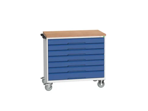 gereedschapswagen 980x1050x600mm multiplexblad 7 laden RAL7035+RAL5010