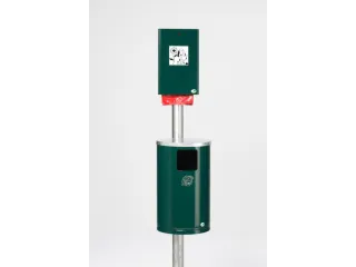 Hondentoilet dispenser/afvalbak wand/paal HxBxD 2000x350x480mm staal - 1