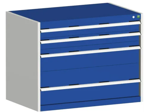ladekast HxBxD 800x1050x750mm 4 laden romp Ral7035 front Ral5010 staal