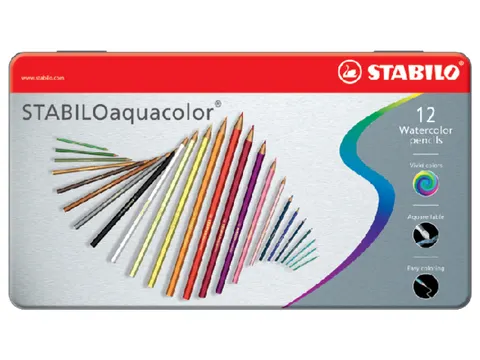 Kleurpotloden Stabilo Aquacolor 12Stuks Metalen Etui Assorti