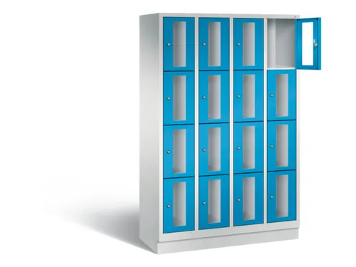 Lockerkast 1800x1190x500mm 4x4 vakken Cilinderslot, Sokkel, RAL5012