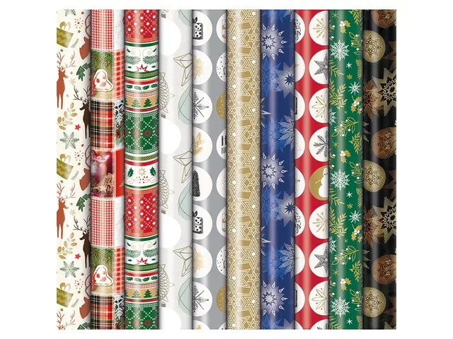 Geschenkpapier Kerst Premium 70cmx2m assorti
