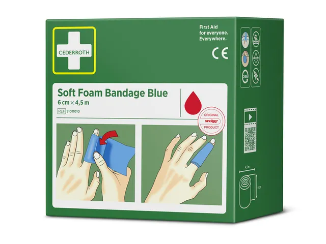 Pansement autoadhésif Cederroth Soft Foam bleu 6cmx4,5m