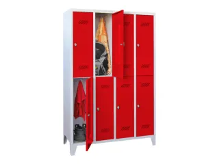 dubbeldekse locker,HxBxD 1850x1200x500mm,4x2vak.,RAL7035,front RAL3000 - 2