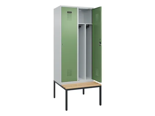 locker met bank,voor scheiding van kleding,HxBxD 2120x800x815mm,2vak