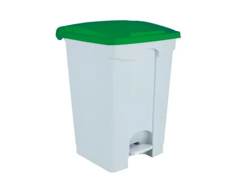 Contitop,afvalbak met pedaal 70L wit/groen/VE:3