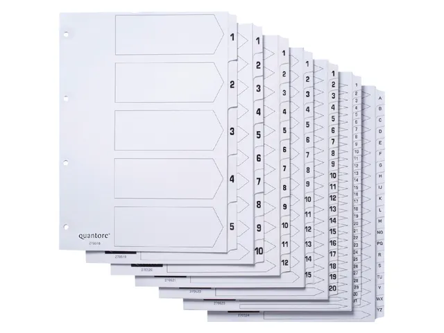 Tabbladen Quantore 4-gaats karton 5-delig wit gekleurde tabs