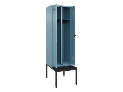 locker met bank,voor scheiding van kleding,HxBxD 2120x600x815mm,2vak