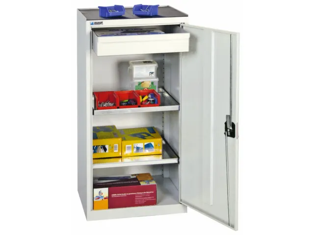 Draaideurkast Hxbxd 1000x500x500mm 1lade 2legborden Lichtgrijs Ral7035