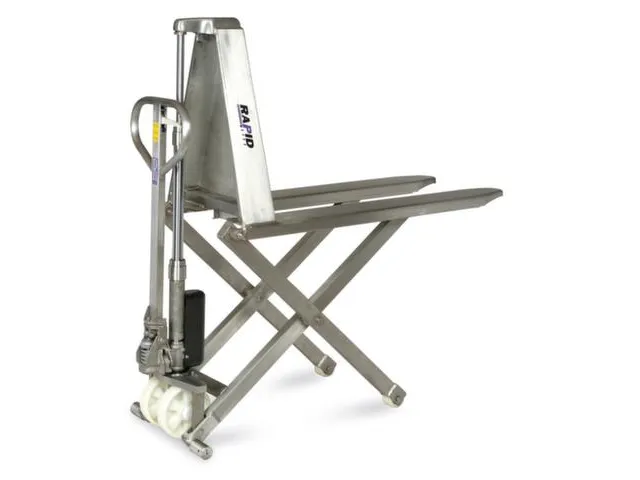 RVS schaarhefwagen,draagverm. 1000kg,vork L 1150mm,zwenkwielen PU