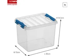 Opbergbox Sunware Q-line 3L transparant/blauw