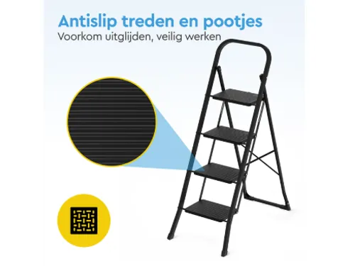 Huishoudtrap BRASQ 4 treden SLM400 zwart