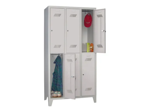 dubbeldekse locker,HxBxD 1850x900x500mm,3x2vak.,RAL7035,front RAL7035