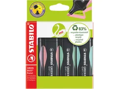 Markeerstift STABILO GREEN BOSS 6070/4 pastel assorti etui à 4 stuks