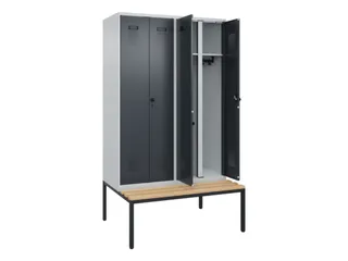 locker met bank,voor scheiding van kleding,HxBxD 2120x1200x815mm,4vak - 1