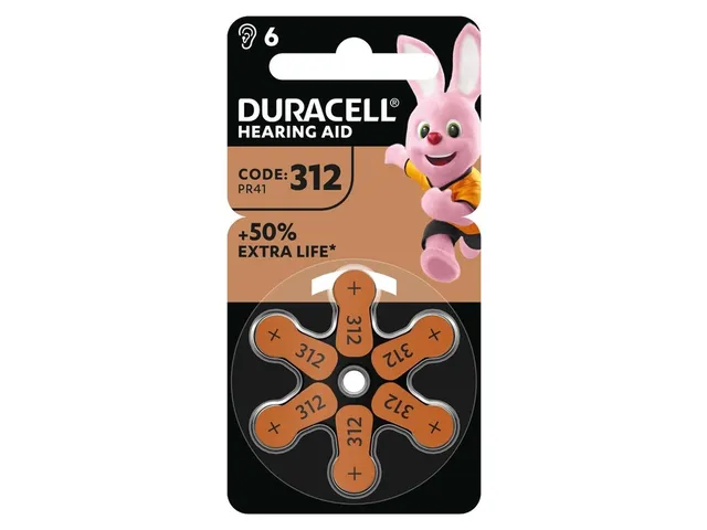 Batterij Duracell Hearing DA312 Ø7,9mm 180mAh 6 stuks