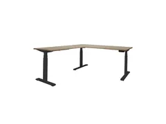 Elektrisch Hoekbureau Dextro Plus 160x200cm Frame Zwart Havana Kersen