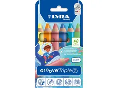 Kleurpotlood LYRA Groove Triple One extra dik set à 6 pastelkleuren