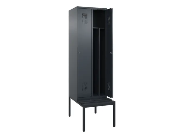 locker met bank,voor scheiding van kleding,HxBxD 2120x600x815mm,2vak