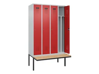 locker met bank,voor scheiding van kleding,HxBxD 2120x1200x815mm,4vak - 1