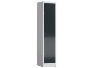 Lockerkast 1800x415x500mm 1x3 vakken cilinderslot, sokkel, RAL7016 - 1