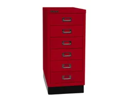 kantoor-ladekast HxBxD 670x279x380mm 6 laden romp kardinaalrood staal