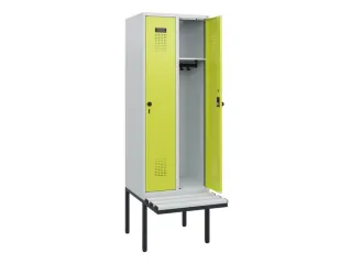 locker met bank,HxBxD 1950x600x815mm,2vak,vak B 300mm,draaigrendel - 1