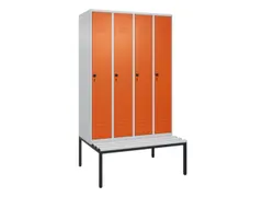 Armoire vestiaire avec banc HxlxP 2120x1200x815mm 4compart.