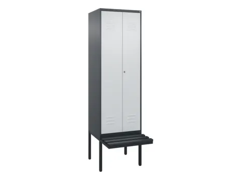 PBM-locker met bank,HxBxD 2120x600x815mm,2vak,vak B 300mm,cil.-slot