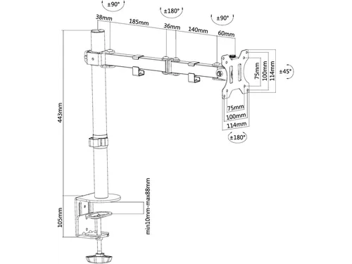 Monitorarm FPMA-D550 1 scherm 10-32 inch Zwart