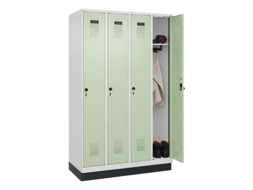 locker,HxBxD 1950x1200x500mm,4vak,vak B 300mm,draaigrendel,sokkel