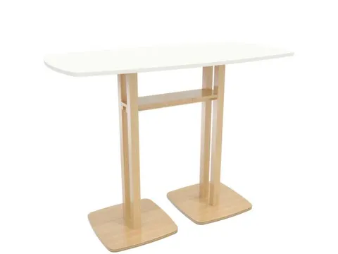 Tonvormige statafel Woody 110x150x75cm Wit Natuur 2 schotelvoeten