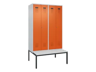 PBM-locker met bank,HxBxD 2120x1200x815mm,4vak,vak B 300mm - 2
