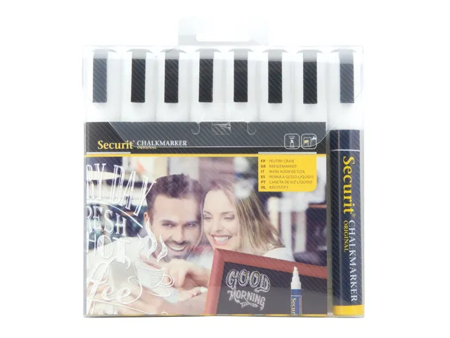 Krijtstift Securit SMA-510 Schuin 2-6mm Wit 8 Stuks