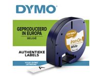 Labeltape Dymo Letratag 18769 iron-on 12mm Zwart Op Wit