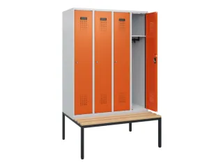 locker met bank,HxBxD 1950x1200x815mm,4vak,vak B 300mm,cilinderslot - 1