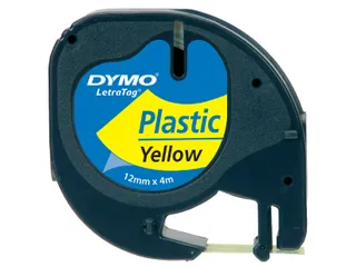 Labeltape Dymo Letratag 91202 plastic 12mm zwart op geel S0721620 - 3