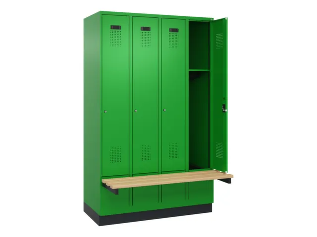 locker met bank,HxBxD 1950x1200x815mm,4vak,vak B 300mm,cilinderslot