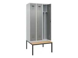 locker met bank,voor scheiding van kleding,HxBxD 2120x900x815mm,3vak