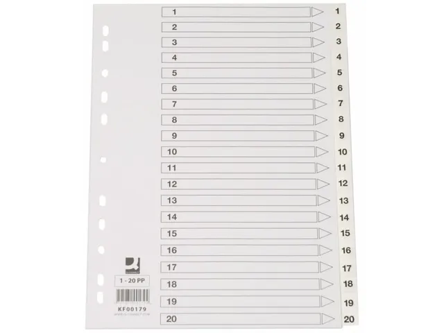 Tabbladen PP Set 1-20 Met Indexblad A4 11-Gaats Wit Personaliseerbaar