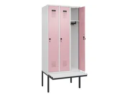 locker met bank,HxBxD 2120x900x815mm,3vak,vak B 300mm,draaigrendel